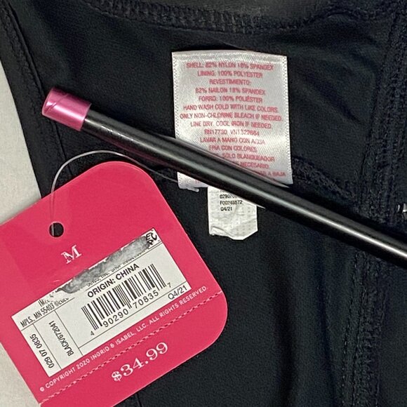 Flounce Ruffle V-Neck One Piece Maternity Swimsuit by Ingrid & Isabel Black NWT - Picture 11 of 11